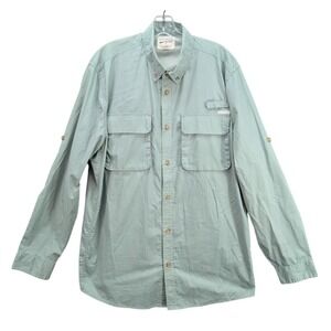 Filed & Stream Men's Button Up Long Sleeve Vented Shirt Fishing Size Large Green